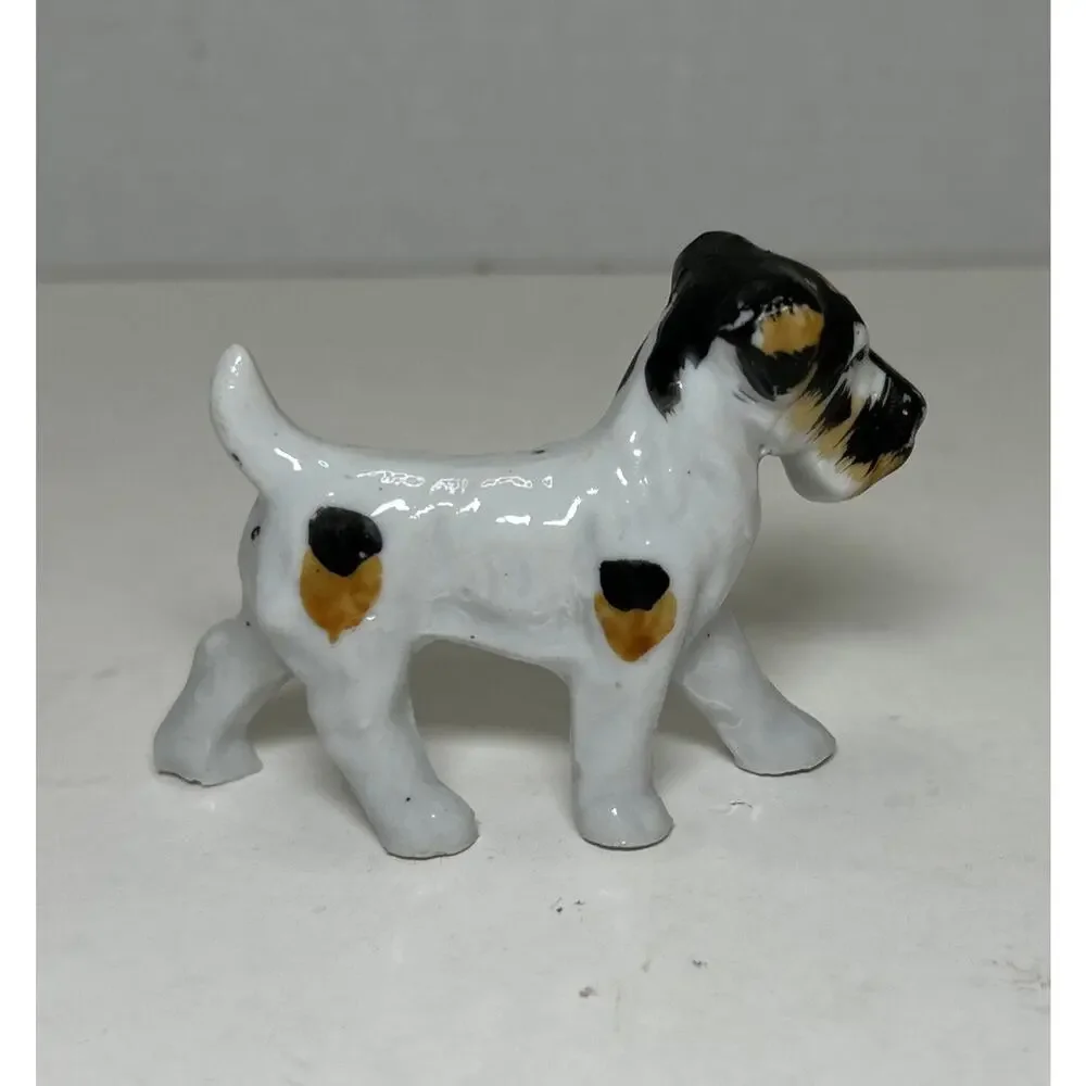 Vtg Black & White Terrier Dog Porcelain 3